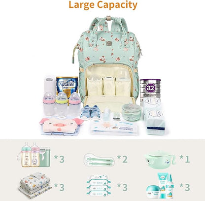 Diaper Bags Backpack for Mom Dad Baby Care Bag Maternity Nappy Bags for Boys Girls Large Green Pañaleras para bebe Baby Changing Bag Large Capacity Waterproof Multifunction Travel Backpack