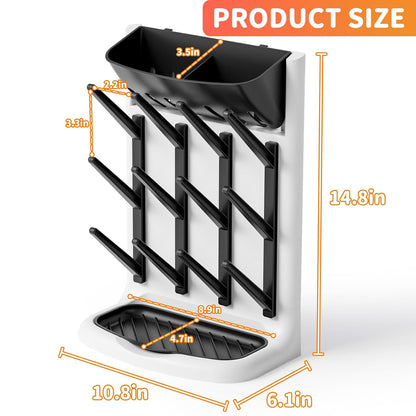 Yieach Larger Vertical Baby Bottle Drying Rack - BPA Free - Space Saving Feeding Bottles Drying Rack Holder for Countertop,Baby Bottle Holder Storage Station for Pacifiers,Pump Accessories Stand,Grey