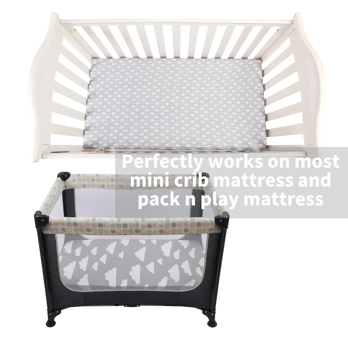 Onacosht Pack and Play Sheets 3 Pack for Baby Boy, Stretchy Jersey Knitted Portable Mini Crib Sheets Playard Mattress Cover, Woodland Animal Elephant Fox Lion Bear Giraffe Zebra Printing