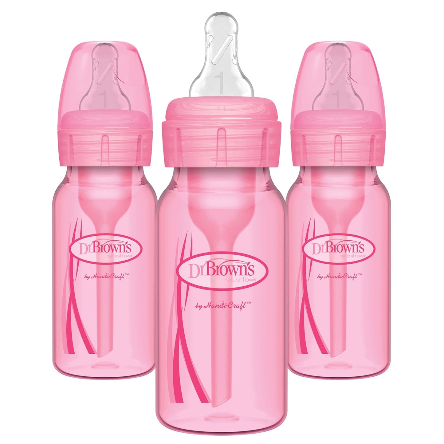 Dr. Brown’s Anti-Colic Options+ Narrow Baby Bottles, 0m+ Level 1 Nipple - Baby Bottle to Reduce Colic (3 Pack), Purple 8 oz