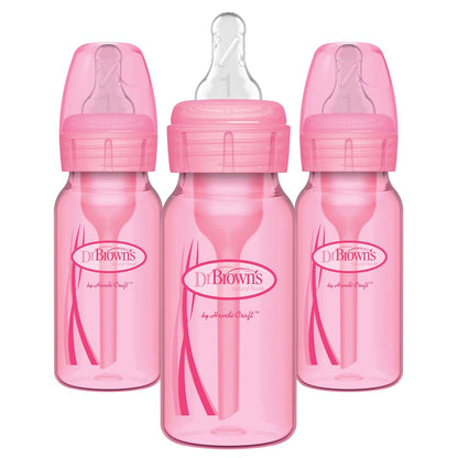 Dr. Brown’s Anti-Colic Options+ Narrow Baby Bottles, 0m+ Level 1 Nipple - Baby Bottle to Reduce Colic (3 Pack), Purple 8 oz