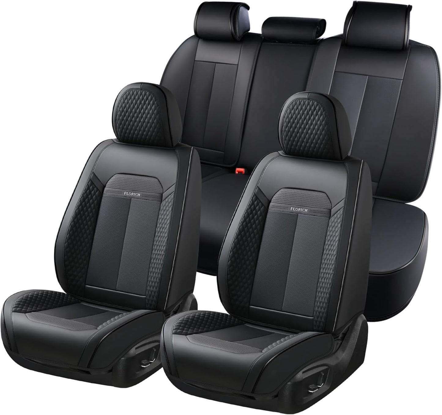 FLORICH Car Seat Covers Full Set, Automotive Seat Covers, Black Car Seat Cover, Waterproof Seat Protectors Universal fit for Car Truck Van SUV - Black