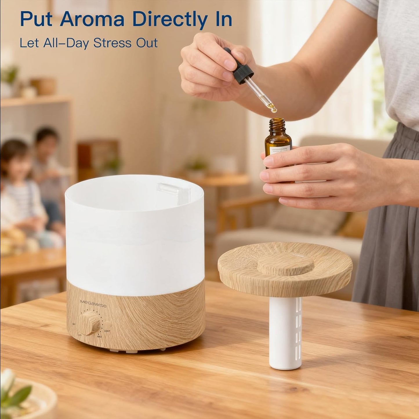 MegaWise Ultrasonic Cool Mist Humidifier | Quiet Operation, Top Fill, Auto Shut-Off | Ideal for Bedroom, Baby Room, and Plants (3.5 L)