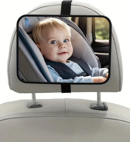 Universal Baby Car Mirror for Rear Facing Seats,Shatterproof Shockproof Acrylic, Crystal Clear Reflection, Fits All Cars SUVs Trucks Vans, Easy Tool-Free Setup