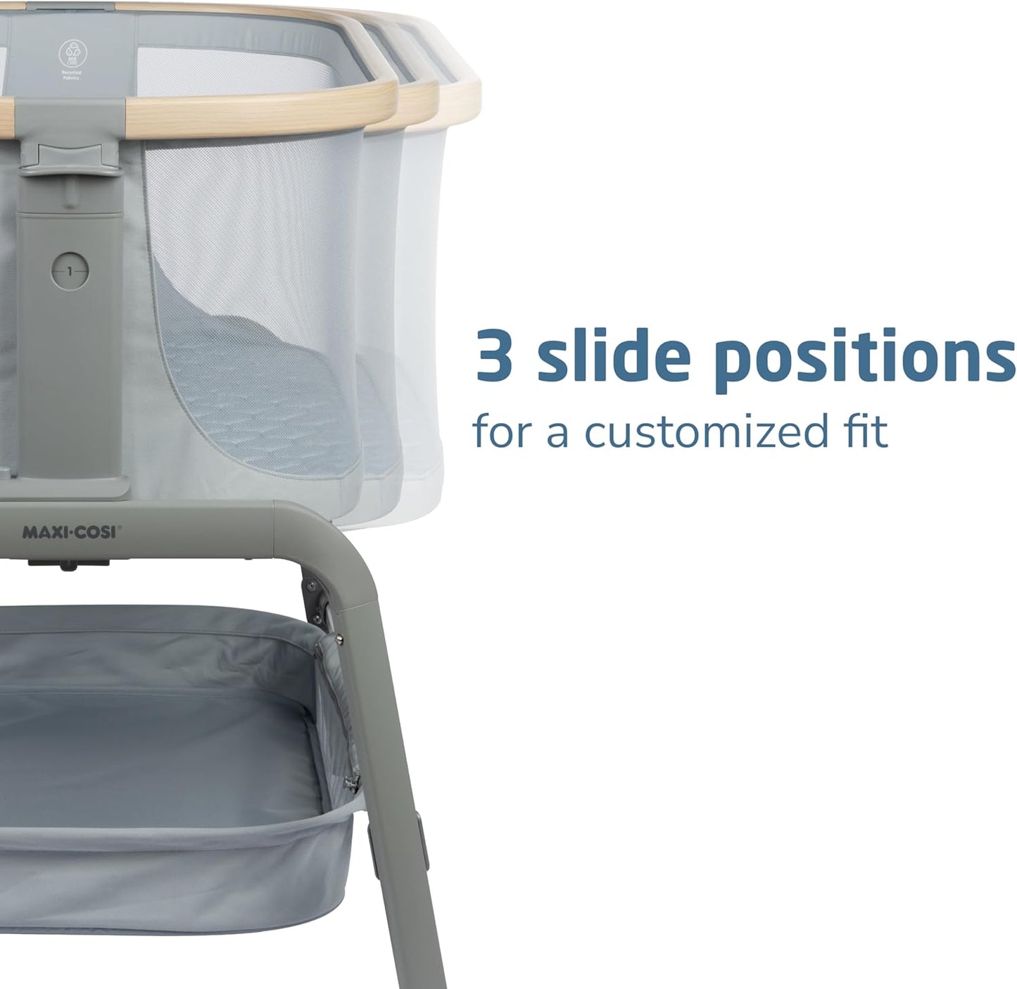 Maxi-Cosi Iora Baby Bassinets Bedside Sleeper, Portable Bassinet, Infant Bedside Sleeper Crib, Height Adjustable, Breathable Mesh, Large Storage Basket, Truffle