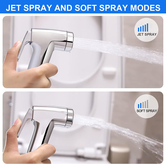 Handheld Bidet Sprayer for Toilet and Bathroom - Cloth Diaper Jet Spray Set With 3 Nozzles, Hose, and Holder