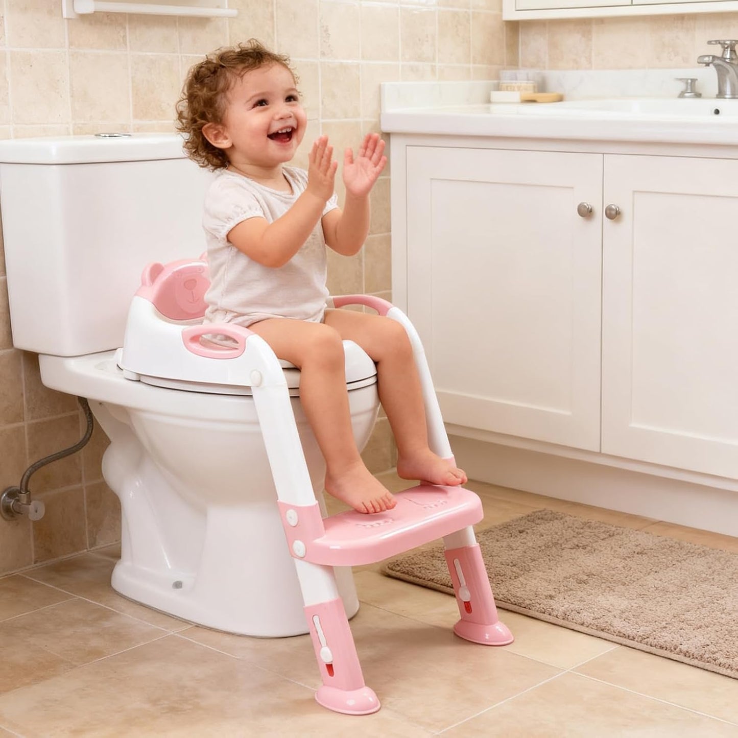 Potty Training Seat, SKYROKU Upgrade Toddler Toilet Seat for Kids Boys Girls, 2 in 1 Potty Training Toilet, Splash Guard Anti-Slip Pad Step Stool,New Sector-Shape Stabilized Base (8899+Grey)