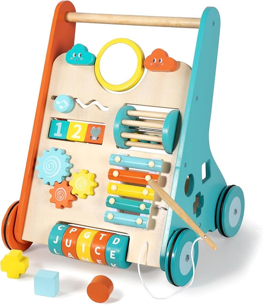 BAUTIA Wooden Baby Walker, Montessori Walker for Babies 12 Months, Push Walking Toys for 1 Year Old Learning to Walk