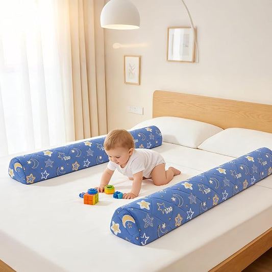Ceekliybear 2-Pack Premium Foam Bed Bumpers for Toddler, Non-Slip Bed Rails for Toddlers for Twin, Queen, King Beds, Machine Washable Bumpers Cover for Easy Care（Size：52" x 7" x 5"）