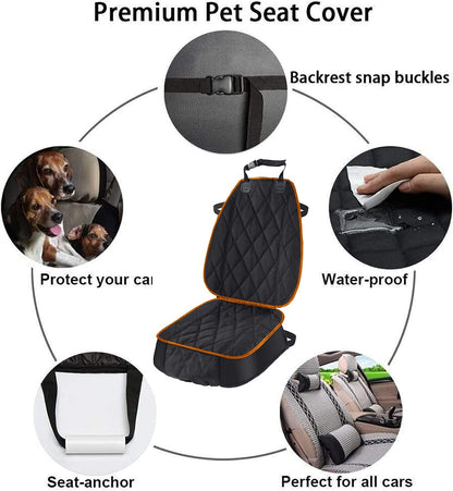 AsFrost Dog Seat Cover Cars Trucks SUVs, Thick 600D Heavy Duty Pets Car Seat Cover, Waterproof & Wear-Resistant Durable Nonslip Backing & Hammock Convertible, Black, 2 Pack