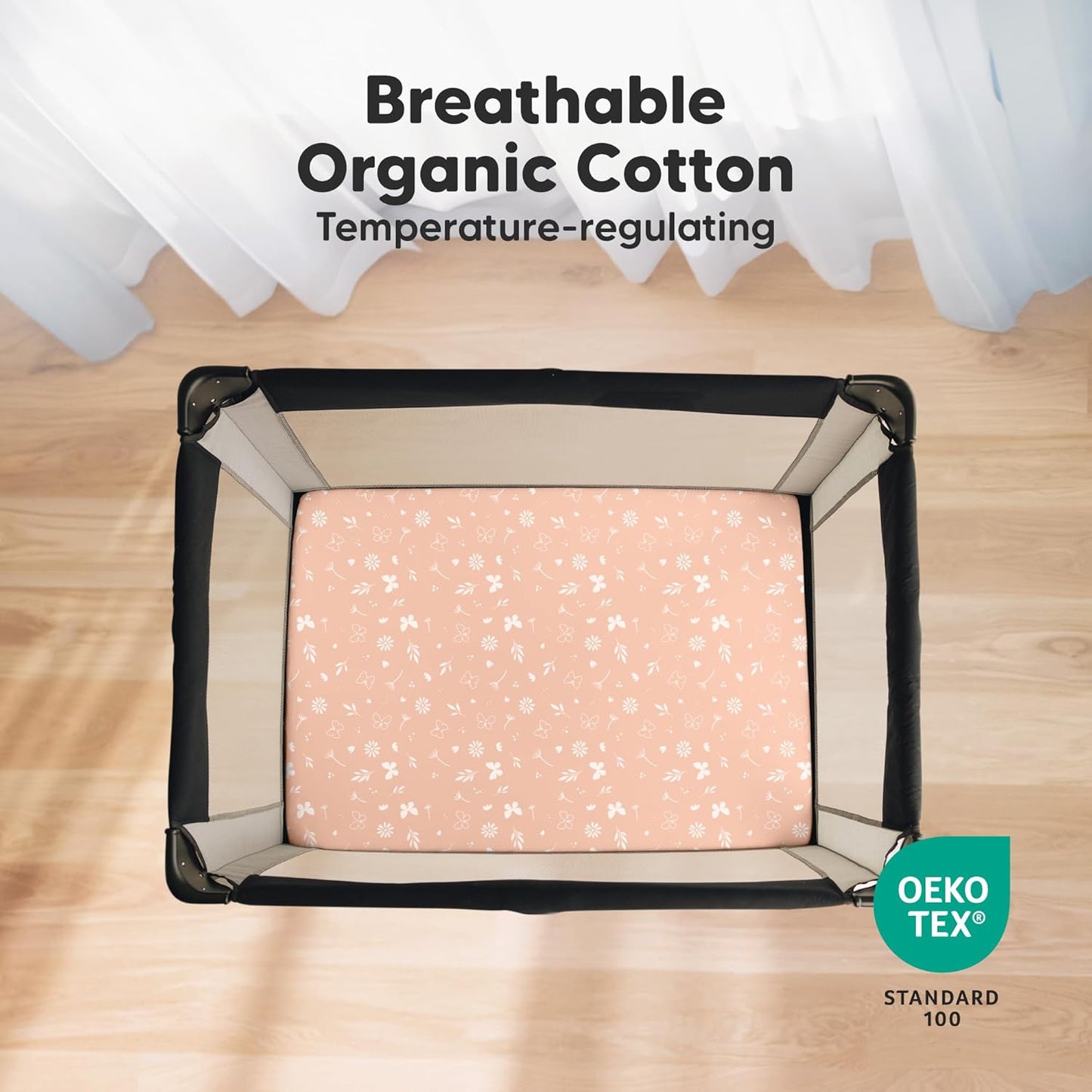 2-Pack Mini Crib Sheets Fitted - 38x26 Pack N Play Sheets for Pack and Play Mattress, Organic Cotton, Soft & Breathable Playard Bedding, Neutral Mini Toddler Bed Cover for Boys, Girls (Dragon Tale)