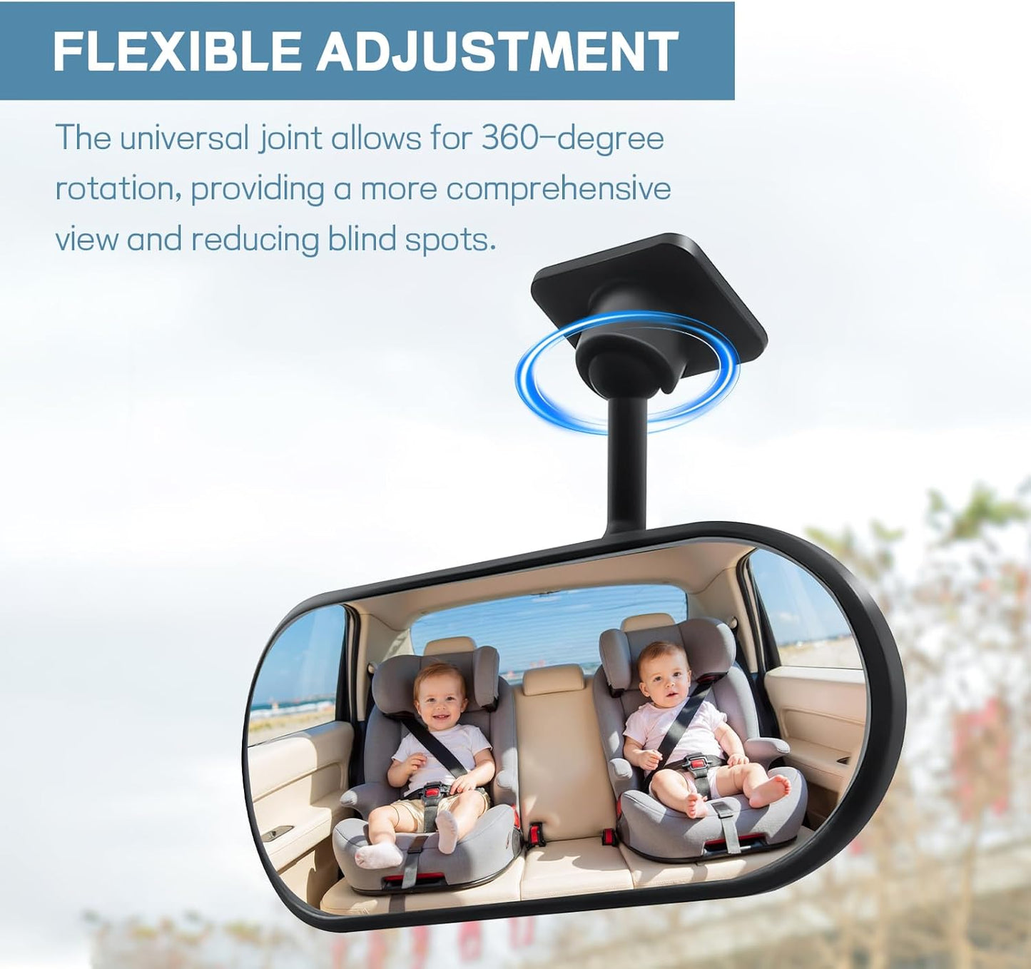 Wuyaoyao HD Baby Car Mirror Rear Facing, Stick-on 360° Adjustable Baby Rear View Mirror for Cars Windshield, Wide Angle Convex Safety Rearview Mirrors for Backseat, Car Accessories Interior (Stick-on)