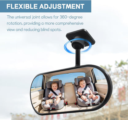 Wuyaoyao HD Baby Car Mirror Rear Facing, Stick-on 360° Adjustable Baby Rear View Mirror for Cars Windshield, Wide Angle Convex Safety Rearview Mirrors for Backseat, Car Accessories Interior (Stick-on)