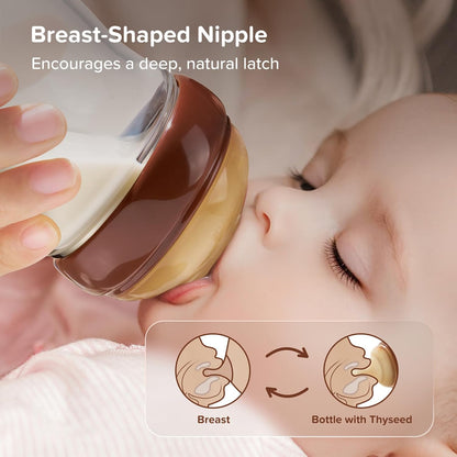 Thyseed PPSU Anti-Colic Baby Bottle, Breast-Like Medium Fast Flow Nipple for Breastfed Babies (3m+), 8 oz/240 mL, 2 Pack