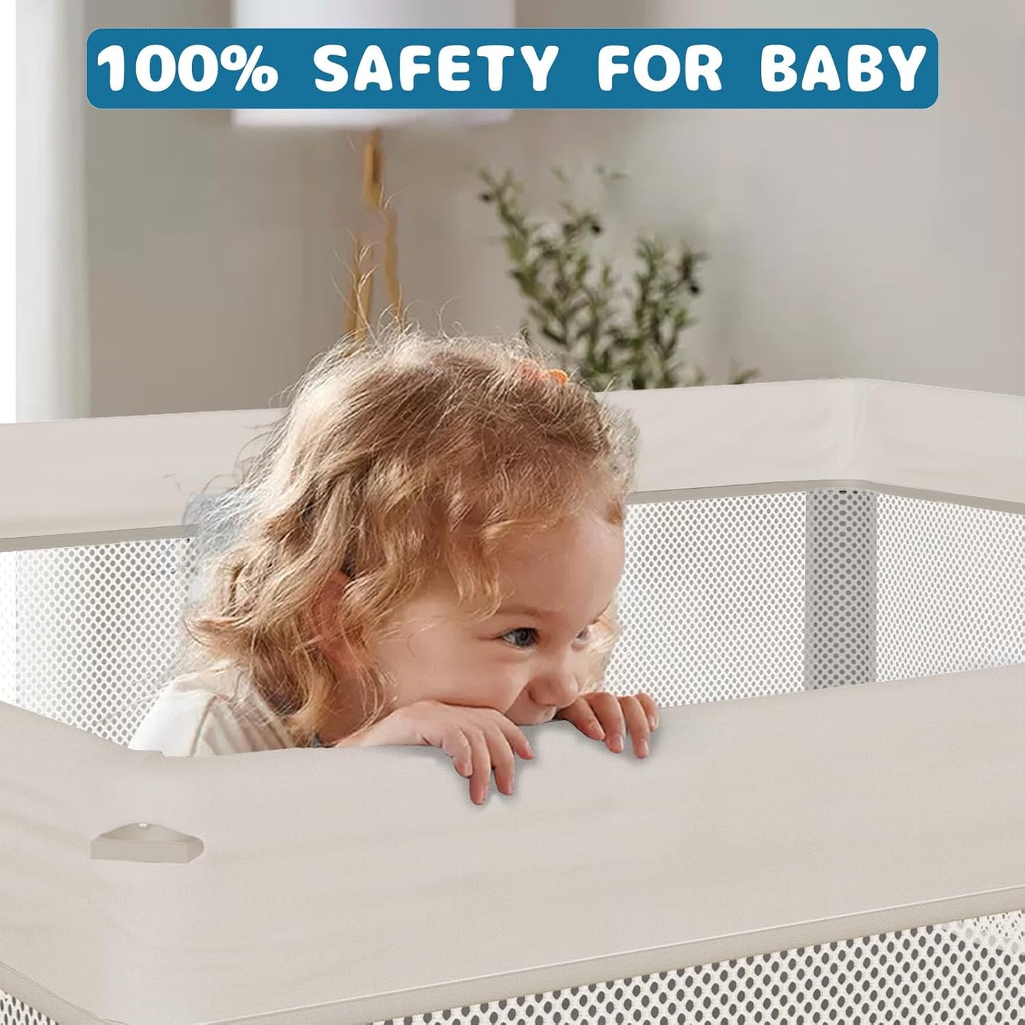 TOREVSIOR Foldable Baby Playpen with Mat, 50"×50" Collapsible Play Pen for Babies and Toddlers, Indoor & Outdoor Kids Safety Play Pen, Portable Play Yard, Foldable Baby Playpen with 50 Ocean Balls