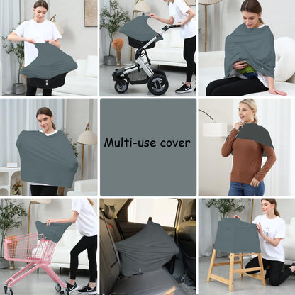 Car Seat Covers for Babies - Multi-use Carseat Canopy Cover Breastfeeding Covers, Stroller Canopy Cover (Navy Dinosaur)
