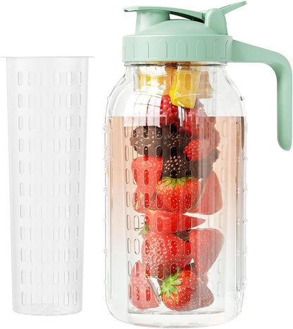 JunVpic Breast Milk Pitcher - 32 oz Glass Mason Jar with Dual Leak-Proof Design, Airtight Seal, Pour Spout & Handle, Storage Container for Breastmilk, Iced Tea & Ice Drinks（Gray）