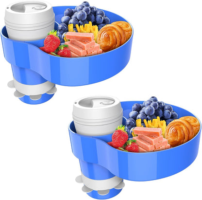 Kids Car Seat Tray, Travel Tray with Cup Holder for Toddler, Baby Car Seat Food Snack Organizer for Road Trip, Stroller snack tray travel must haves (Black 2 Packs)