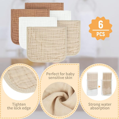Muslin Burp Cloths 100% Cotton Baby Burp Cloths Soft, Absorbent 10x20 inches for Girls and Boys Baby Essentials