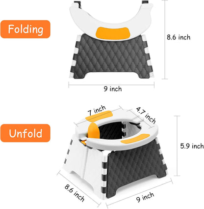 Toddler Portable Potty Training Seat for Kids Baby Foldable Toilet Child Travel Potty in Car Camping Potty Chair Seat for Indoor Outdoor, with 60 Disposable Bags