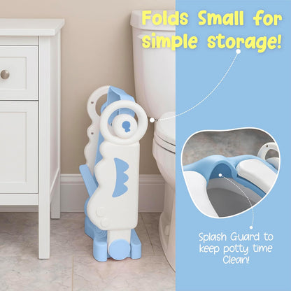 bebeleh Musical & Sound Toddler Potty Training Seat w/Step Stool Ladder - Collapsible & Adjustable Toilet, Pre Assembled Toddler Toilet Seat w/Music & Sounds - Splash Guard & Anti-Slip Steps - Gray