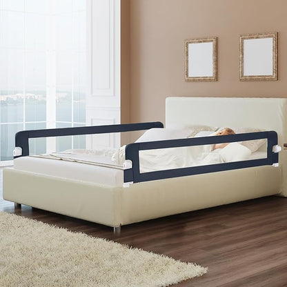 BABY JOY Double Sided Bed Rail Guard, 2 Pack, Extra Long, Swing Down for Convertible Crib, Folding Baby Safety Bedrail for Kids Twin Full Size Queen King Mattress, Rails for Toddlers (Dark Gray, 71")