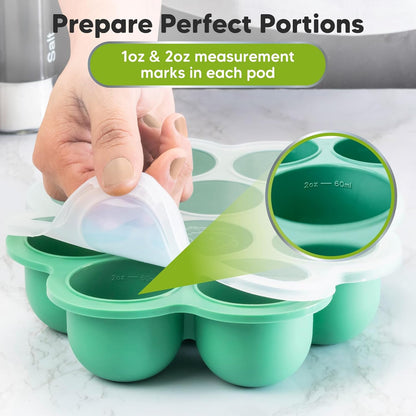 KeaBabies Silicone Food Freezer Trays with Lid, 2oz x 10 Pods Baby Food Storage Containers, Easy Puree Meal Prep, Breast Milk Silicone Freezer Molds, Dishwasher, Microwave Safe, BPA-Free (Chai Latte)