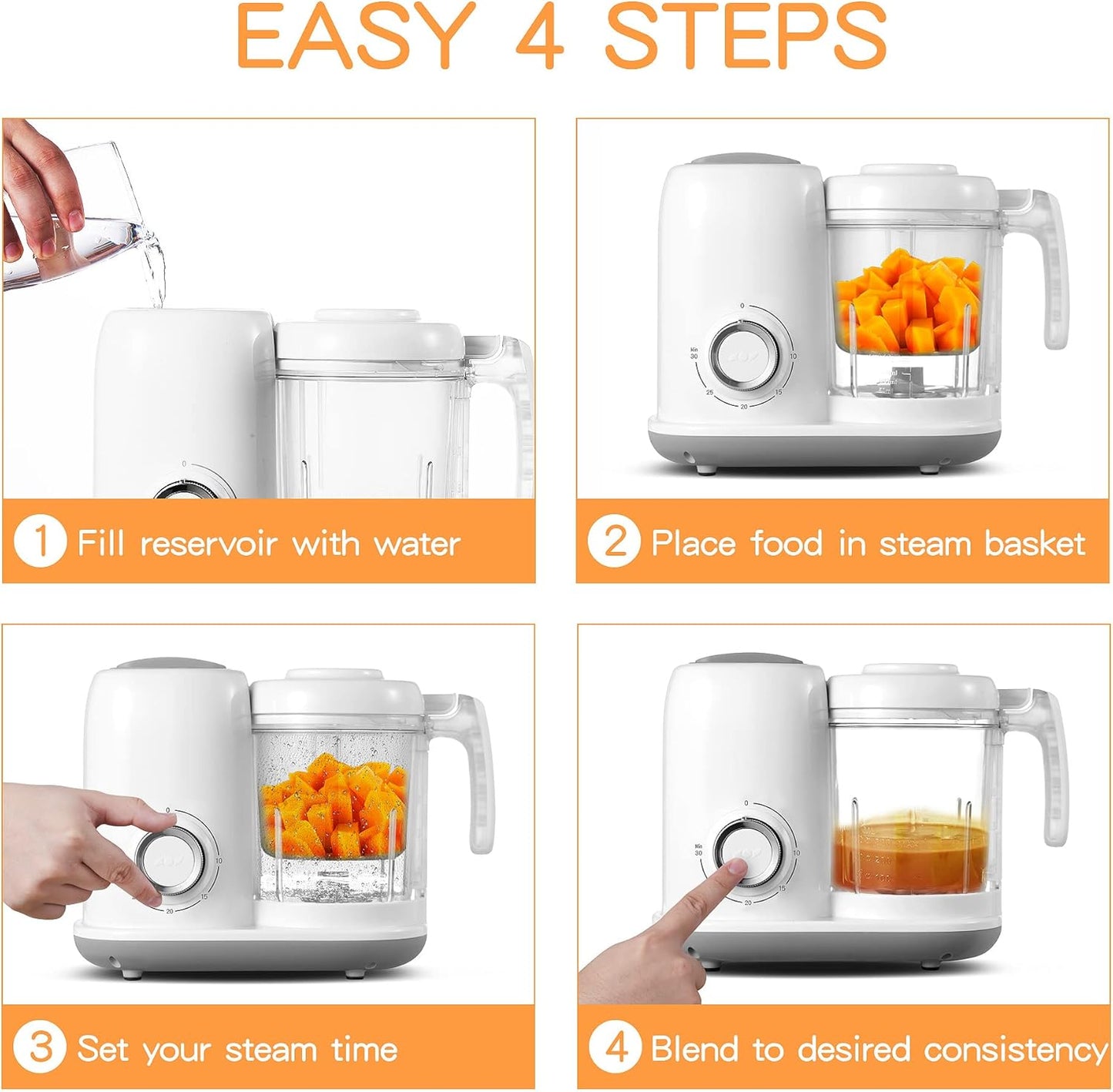 AMZBABYCHEF Baby Food Maker, 4 in 1 Baby Food Processor and Steamer, Puree Blender, Multifunctional Baby Puree Maker, Dishwasher Safe (Green)