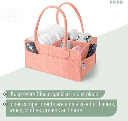 Mr. Pen- Baby Diaper Caddy Organizer, 1 Pack, Coral, Baby Caddy Organizer with Handle, Compact Size, Collapsible & Portable