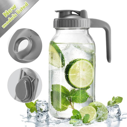32oz Glass Pitcher with Lid & V-shaped Pour Spout - 1 Quart Breastmilk Pitcher Double Leak Proof, Creamer Container for Sun Tea, Juice, Cold Brew Coffee, Breastmilk Storage Container