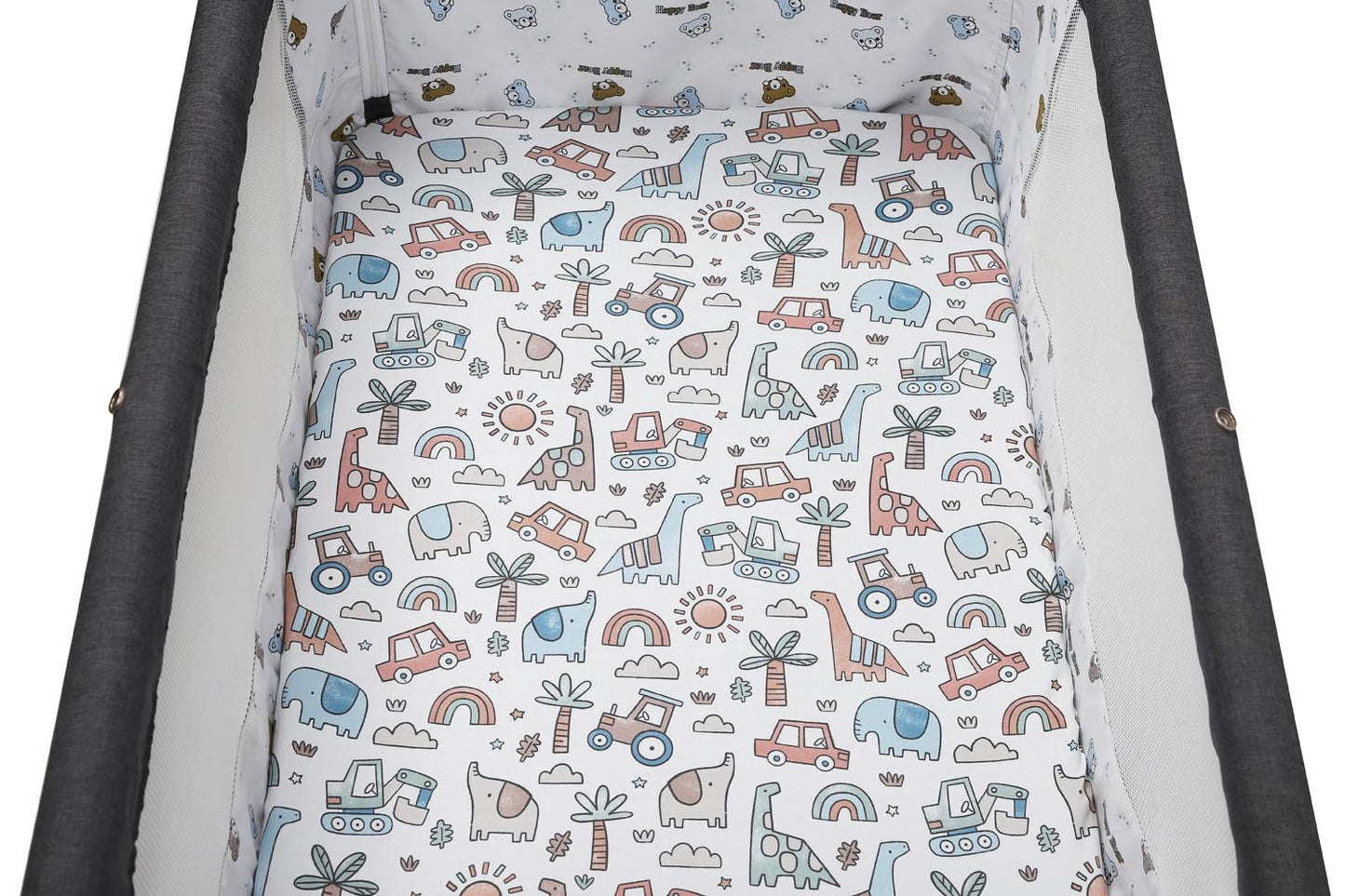 Bassinet Sheet Set 2 Pack Snug Fitted Bedside Sleeper Bassinet Sheets, Stretchy Ultra Soft, Unisex Boy Girl, Light Blue & Dinosaur