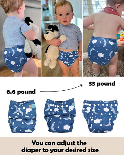 ALVABABY 6pcs Cloth Diaper Covers &1 Wet Dry Bag, Washable Reusable Cloth Nappy Shell for Prefold with Multi-Functional Bag, Flat or Fitted Diaper Inserts 6NKZ06