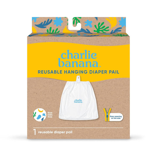 CHARLIE BANANA Reusable and Washable Cloth Diaper Wet Bag, Waterproof Hanging Diaper Pail and Laundry Bag, Yellow
