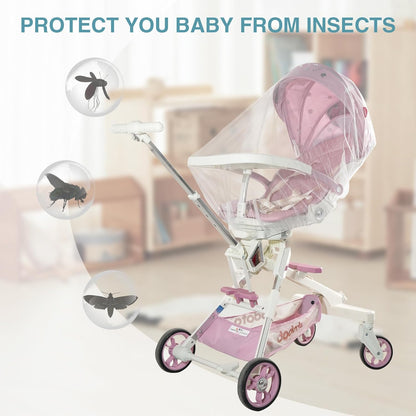 Baby Mosquito Net for Stroller, Perfect Bug Net for Strollers, Bassinets, Cradles, Playards, Pack N Plays and Portable Mini Crib, Baby Insect Netting Cover, Black