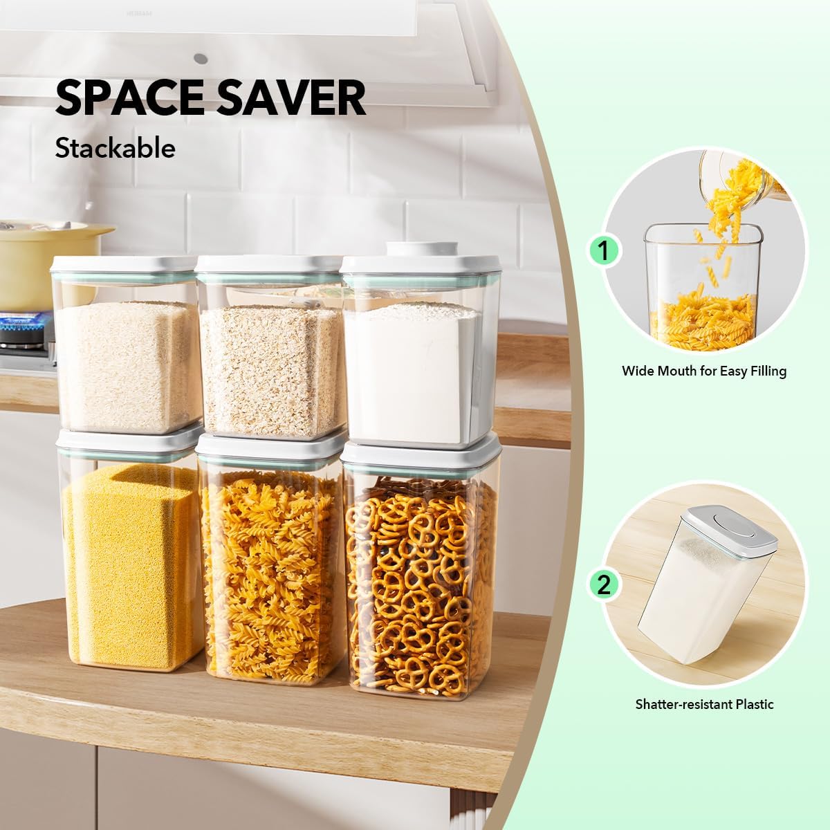 Ankou Formula Container - 1700ml Airtight Formula Dispenser One Button Handy Milk Powder Container BPA-Free Storage Containers with Scoop and Scraper Transparent 730g