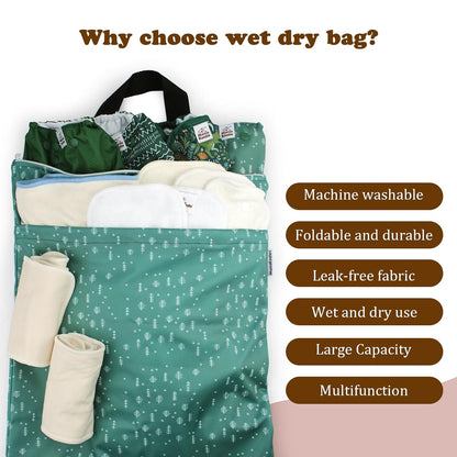 Mama Koala Reusable Hanging Wet Dry Bags for Baby Items, Cloth Diapers, Swimsuits, Travel, Gym Clothes, Beach, Pump Parts, Toiletries, Two Zippered Pockets, 2 Pack (W004L)