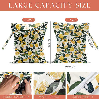 4 Pack Cute Fruit Wet Bag Waterproof Washable Reusable Wet Dry Bag for Swimsuit Dirty Clothes Cloth Diaper Travel Beach Pool Yoga Gym Toiletries Travel Beach Essentials Watermelon Avocado Banana