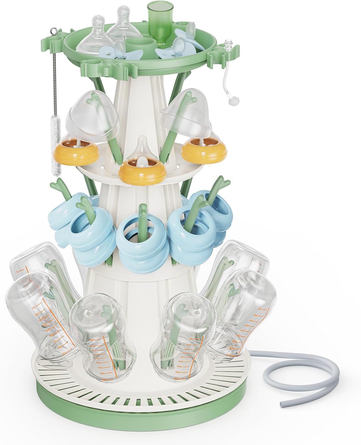 TAZENI Large Baby Bottle Drying Rack with 20 Hooks, Tree-Shaped Space Saving Countertop Bottle Dryer, 360° Air Flow, Non-Slip Stable Base - Baby Bottle Organizer, Newborn Essentials Must Haves