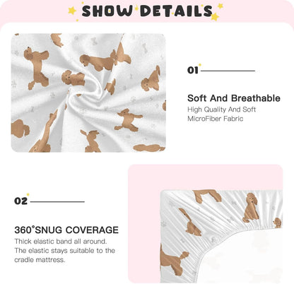 Fitted Crib Sheets White Bears with Clouds Stretchy Portable Playard Sheets for Baby Toddler, Breathable Soft Mini Crib Mattress 39 x 27 in for Boys and Girls