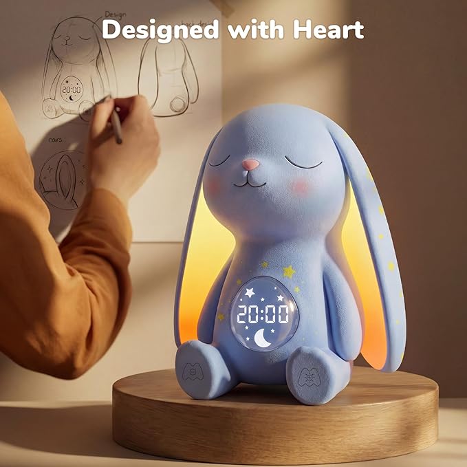 Mom's Choice Awards丨Bunny White Noise Sound Machine Baby for Sleep- AI Cry Detection, 100 Soothing Sounds, Full APP Access Included, Easter Gifts for Baby, Night Light & Sleep Trainer, New Mom Gift