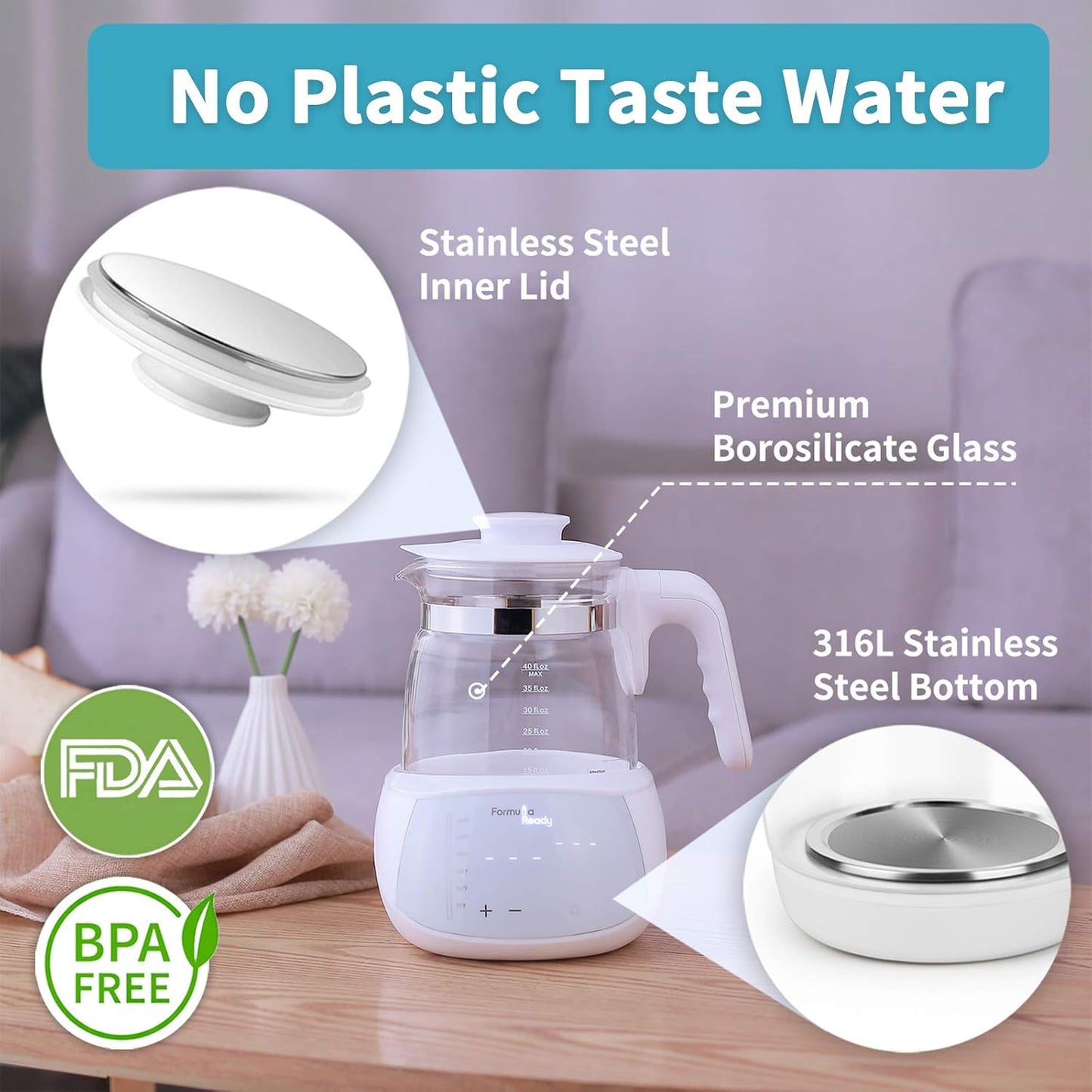 Temperature Control Water Kettle (White)