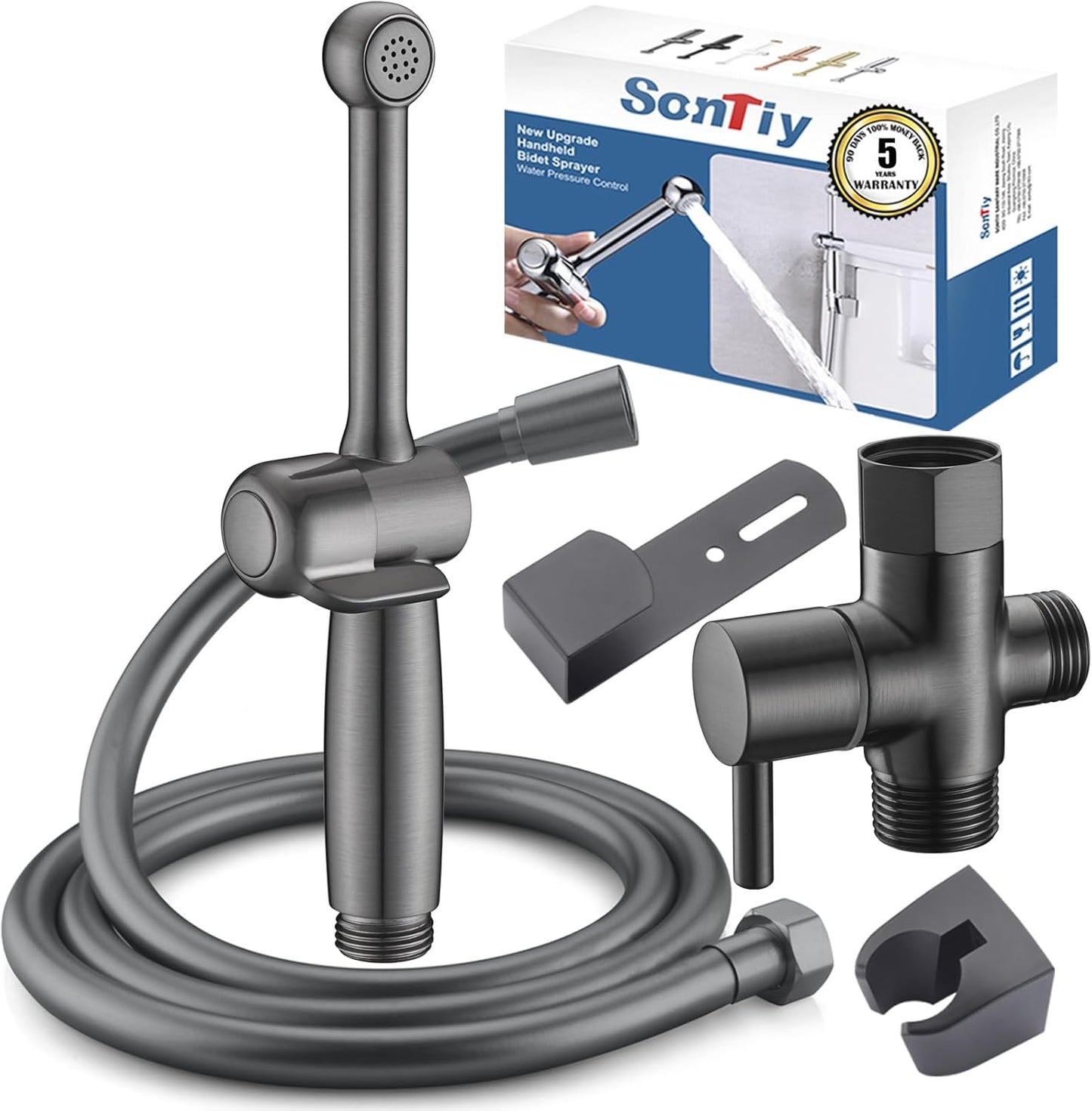 SonTiy Handheld Bidet Sprayer for Toilet, White Cloth Diaper Toilet Sprayer Attachment with Backflow Preventer, Adjustable Water Pressure Toilet Jet Spray for Feminine Wash