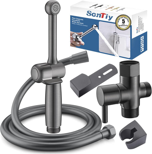 SonTiy Handheld Bidet Sprayer for Toilet, White Cloth Diaper Toilet Sprayer Attachment with Backflow Preventer, Adjustable Water Pressure Toilet Jet Spray for Feminine Wash