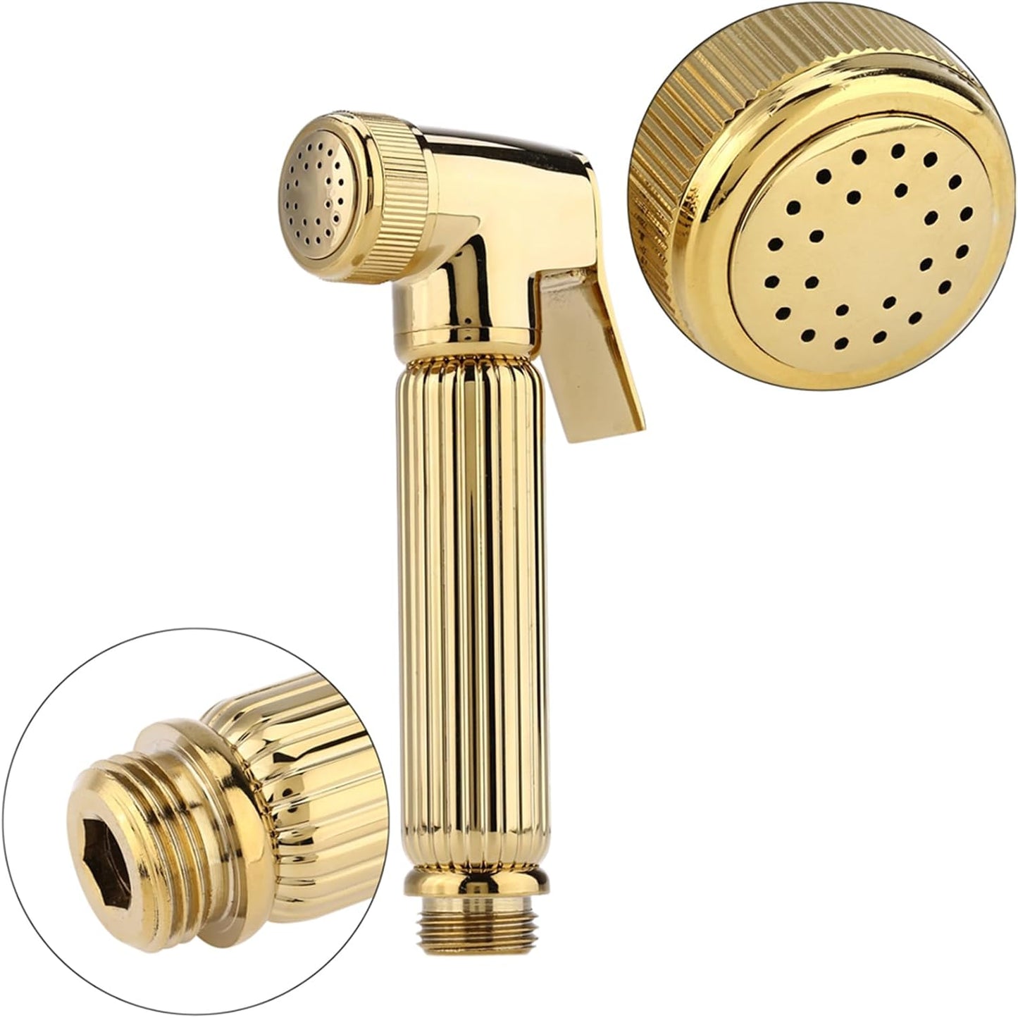 Solid Brass Wall Mount Bidet Sprayer Toilet Diaper Spray Shattaf Kit Powerful Jet Rinsing for Bathroom Gold 47.2 Inch