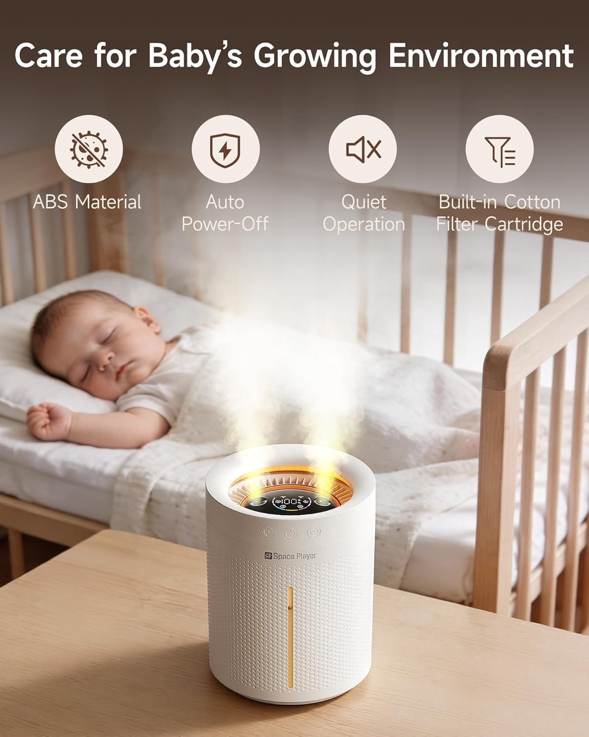 Space Player Cordless Humidifier for Bedroom, 3L Top Fill Cool Mist Ultrasonic, 4000mAh Portable, Quiet 23dB, Auto Shut-Off Timer, Easy Clean, for Baby Nursery, Plants, Home Office
