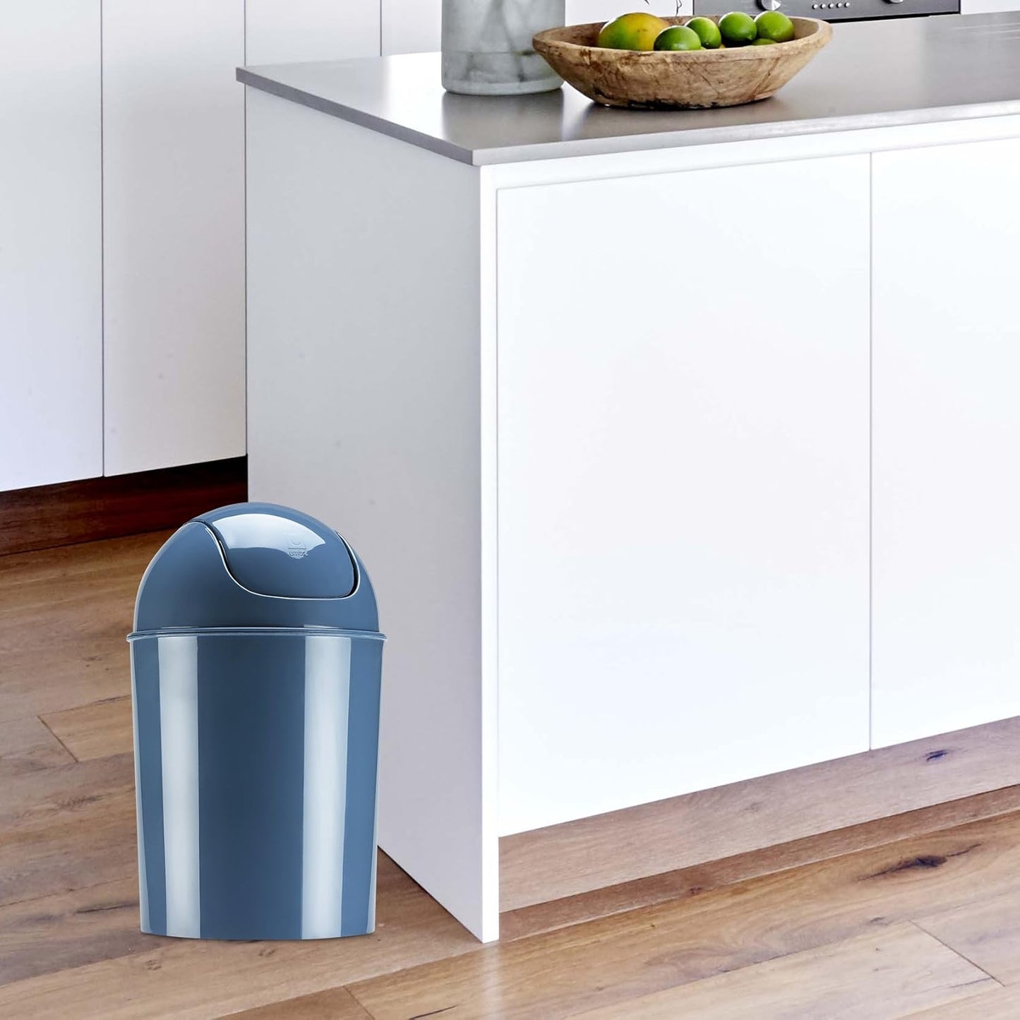 Umbra 1.25 Gallon Mini Waste Can with Removable Swing-Top Lid - Small Garbage Bin for Kitchen, Bathroom, Bedroom, Office - Compact Trash Can Fit Under Tables & Counters - Yellow