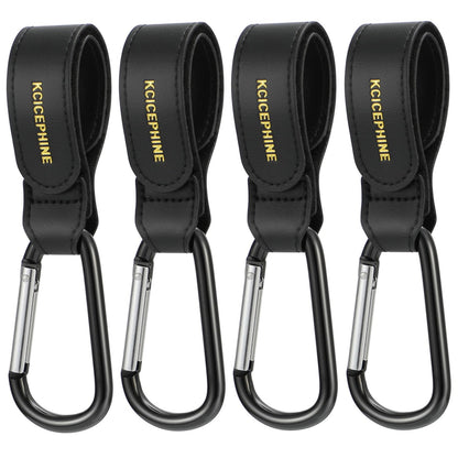 2 Pack Stroller Hooks, Stroller Straps for Diaper Bags,Adjustable Stroller Carabiner Clip,Baby Stroller Accessories for nuna,Uppababy,Bob,Hook for Bike,Scooter,Wheelchair,Walker Accessories（Black）
