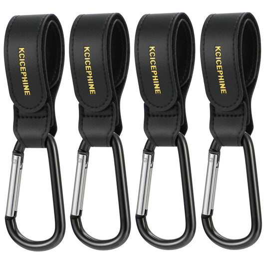 2 Pack Stroller Hooks, Stroller Straps for Diaper Bags,Adjustable Stroller Carabiner Clip,Baby Stroller Accessories for nuna,Uppababy,Bob,Hook for Bike,Scooter,Wheelchair,Walker Accessories（Black）