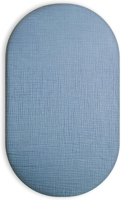 Muslin Bedside Bassinet Sheets 2 Pack, 33x20 Fitted Ultra Soft & Breathable Bedside Sleeper Sheets, Ideal for Baby Girl and Boy, Perfect for Newborns (Hopping Bunnies & Beige)