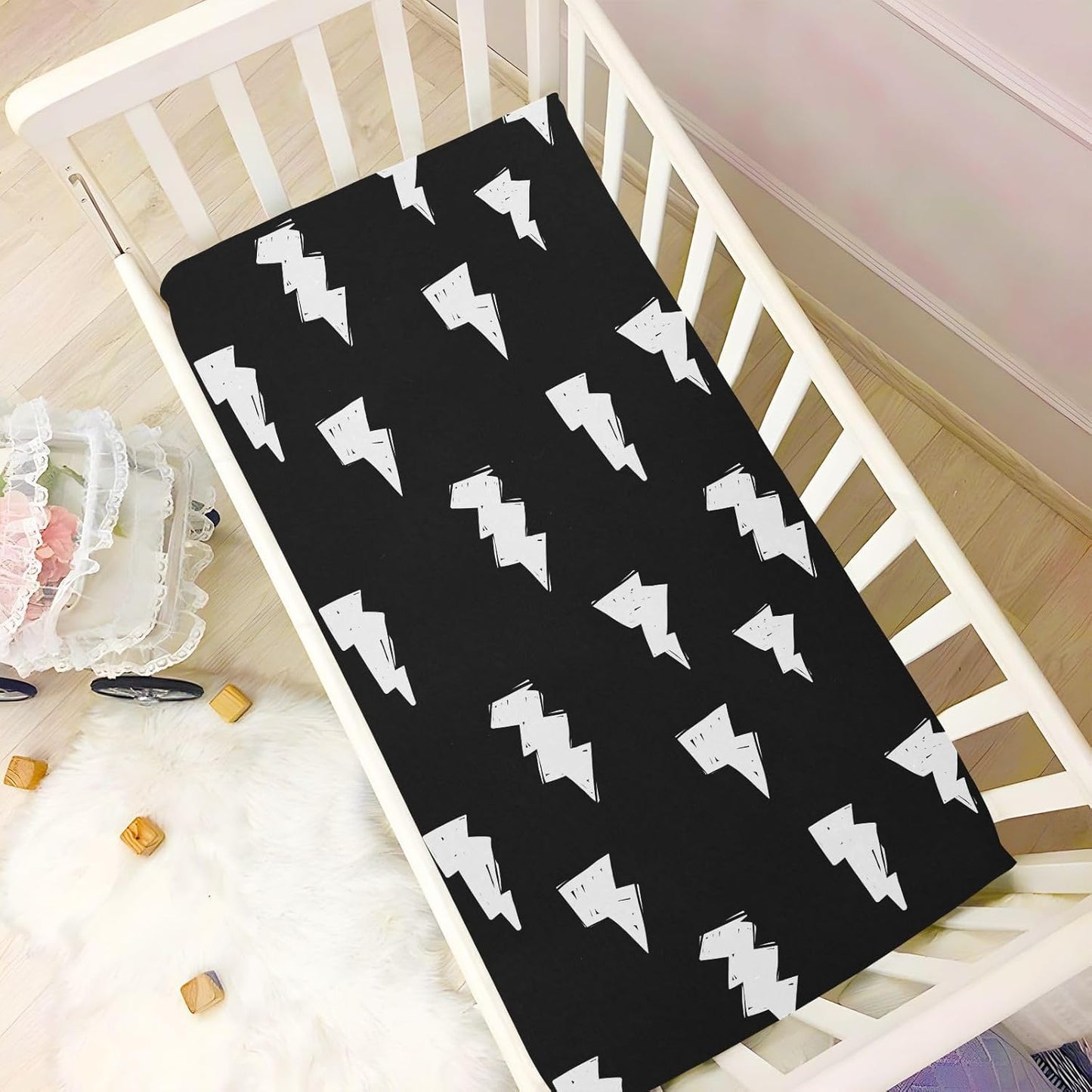 Fall Cute Mushroom Leaves Fitted Crib Sheets Stretchy Portable Playard Sheets for Baby Toddler, Breathable Soft Mini Crib Mattress 52 x 28 in for Boys and Girls